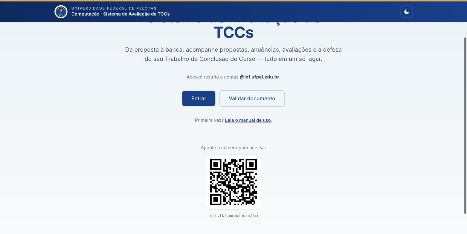 Página inicial com os botões Entrar e Validar documento e um QR code de acesso.